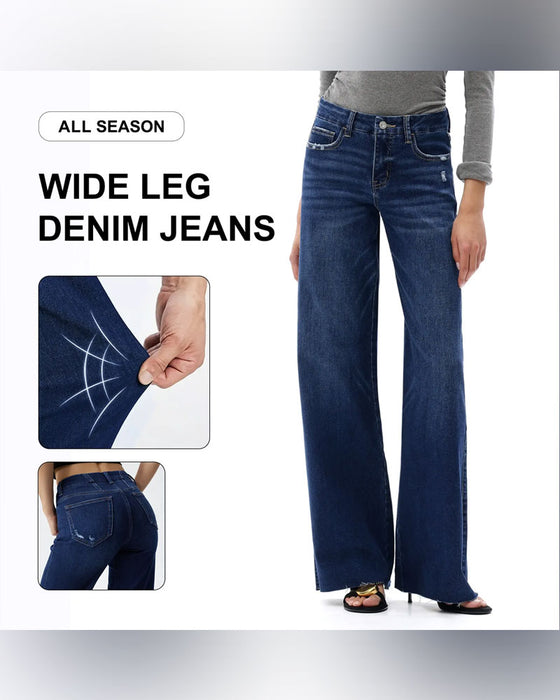Jeans Tasche Knopf Weites Bein