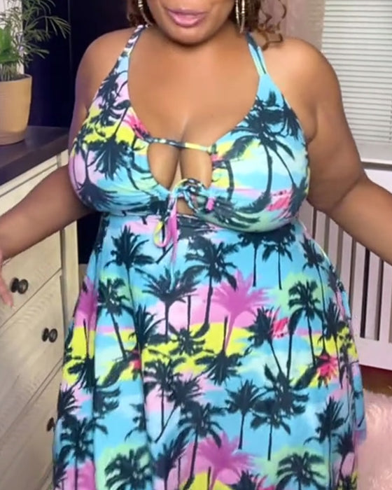 Badeanzug mit tropischem Blumenmuster und Shorts