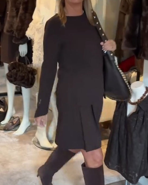 Kleid A Saum Schlitz Manschetten