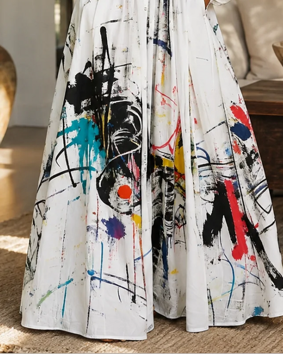 Kleid Kunst Spritzer Graffiti Revers Hemd