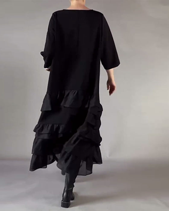 Kleid Mit Rundhalsausschnitt Und Doppelter Lage
