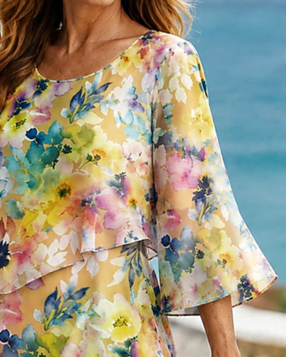 Kleid Aquarell Blumig Lagen