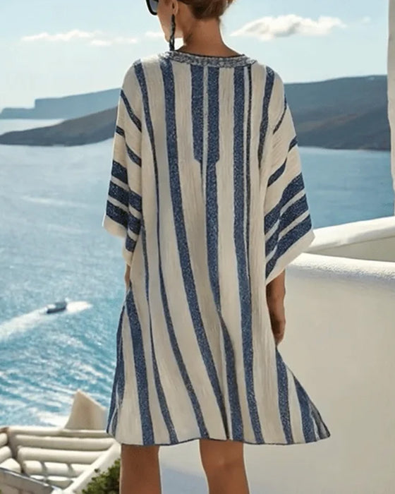 Kleid Blau Und Weiß Gestreift Locker