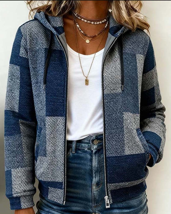 Mantel Reißverschluss Kapuze Modisch