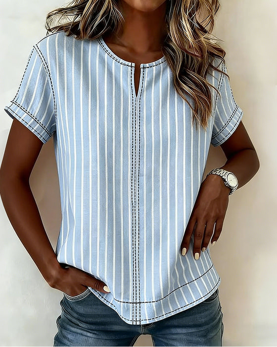 T-Shirt Einfach Designer Gestreift
