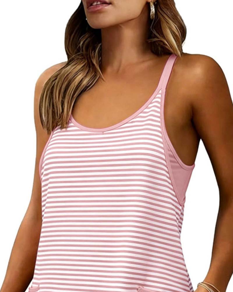Jumpsuits Gestreift Ärmellos Camisole Lässig