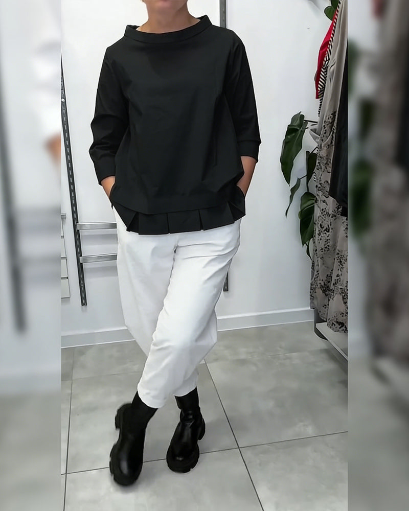 100% Baumwolle Bluse weiter Kragen uni lässig