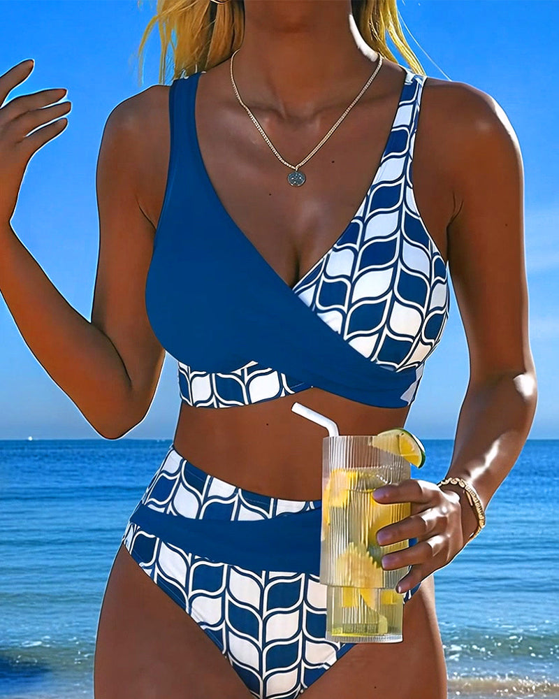 Bikini geometrischer Print zusammengefügt sexy