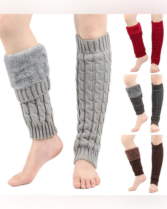 Fleece-Gefütterte Zopfstrick Beinwärmer Thermische Stiefelstulpen