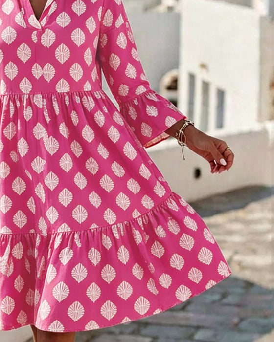 Kleid V-Ausschnitt Gedruckt