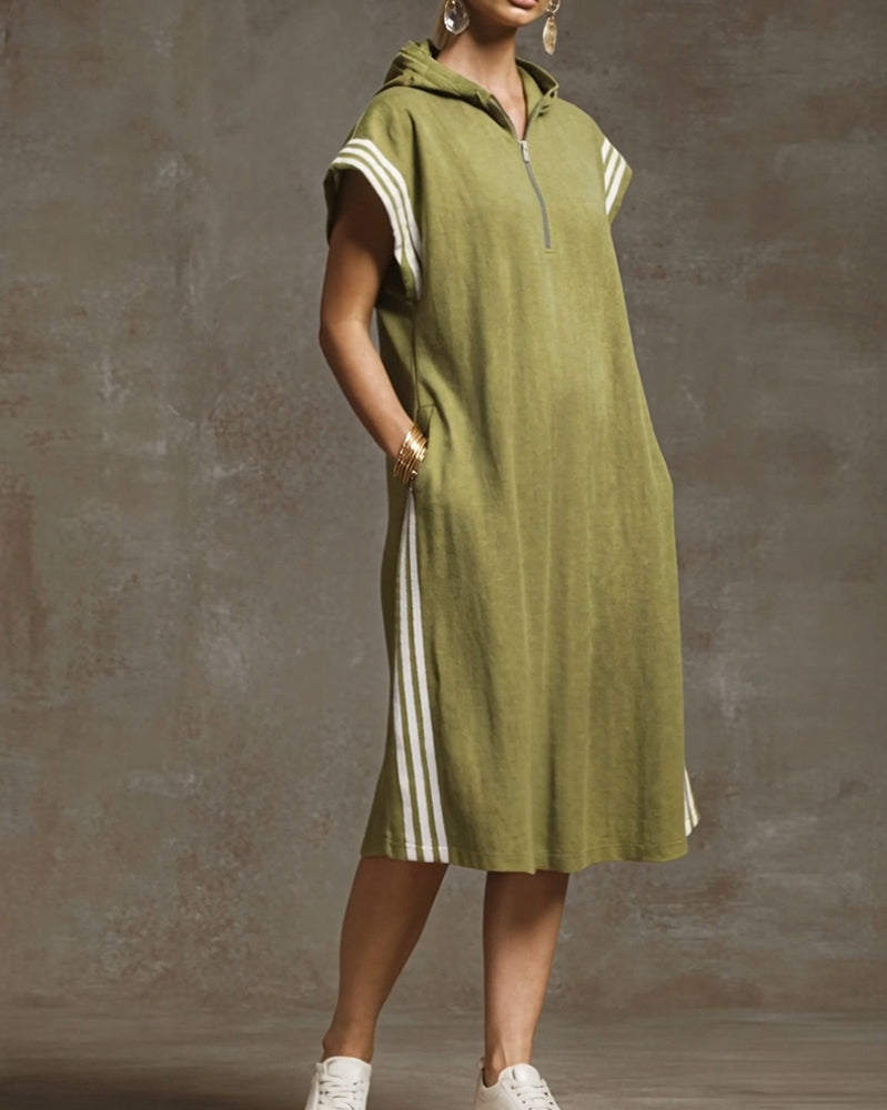 Kleid mit Kapuze Colorblock Casual