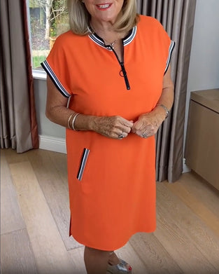 Kleid Halbreißverschluss Kontrastfarbe Sport