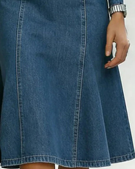Kleid mit Mesh- und Denim-Patchwork
