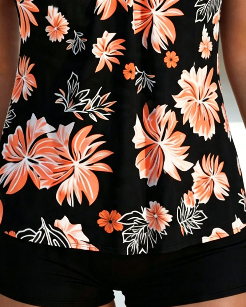 Tankini Bauch-Bedeckend Bedruckt
