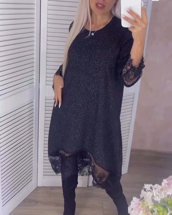 Elegantes kleid mit einfarbiger spitze