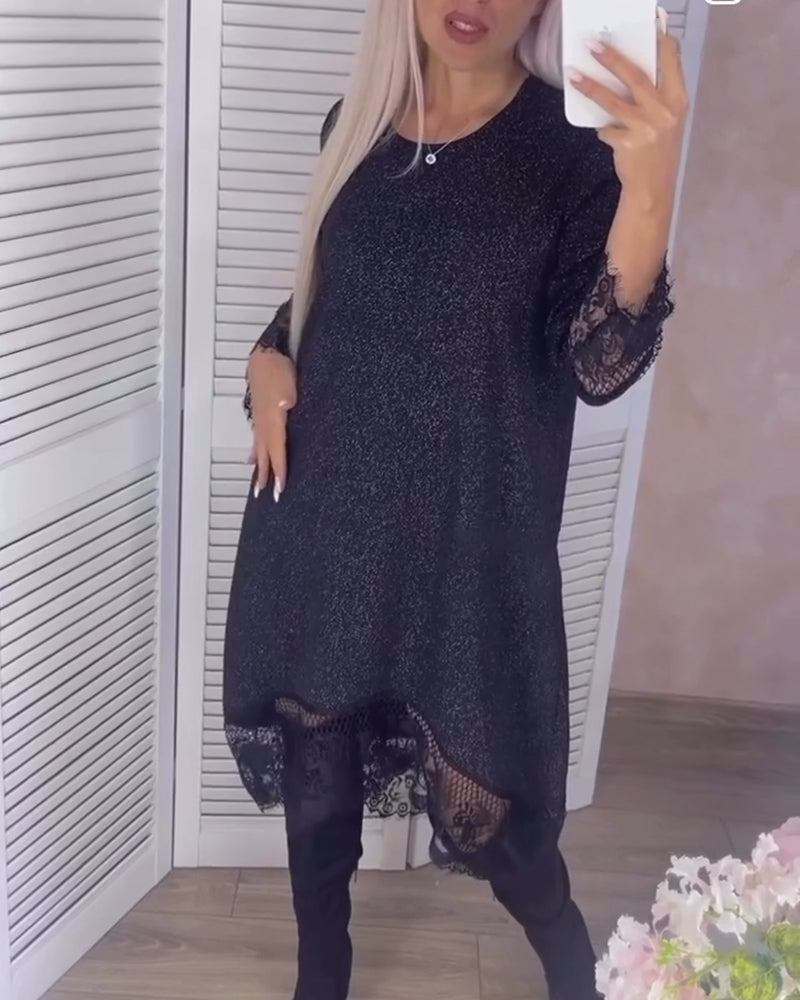 Elegantes kleid mit einfarbiger spitze