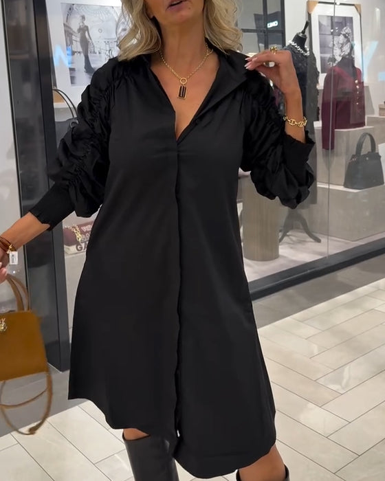 Kleid modisch Hemdkragen einfarbig