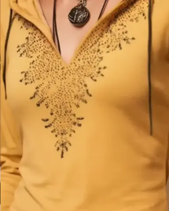 Top Mit Kapuze Freizeit Langarm Bedruckt