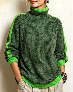 Pullover Turtleneck Kontrast Raglan Ärmel
