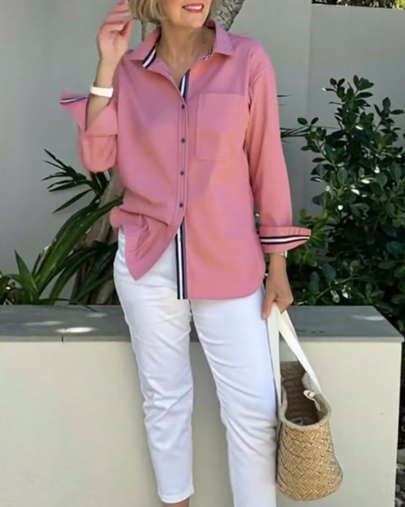 Hemd langärmlig geknöpfter Kragen mit Tasche