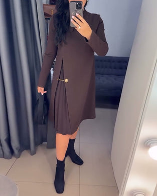 Elegantes Kleid mit gemustertem Patchwork