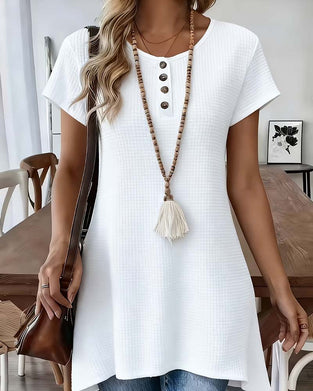 T-Shirt Waffel Henley Ausschnitt Midi