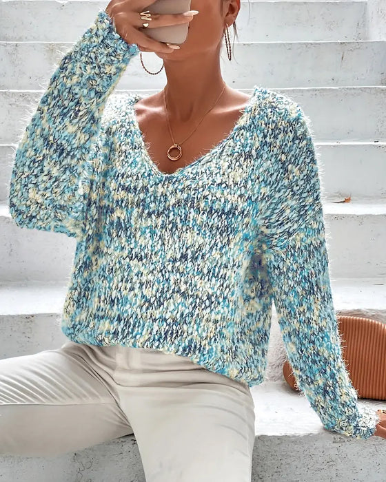 Modischer V-Ausschnitt Pullover