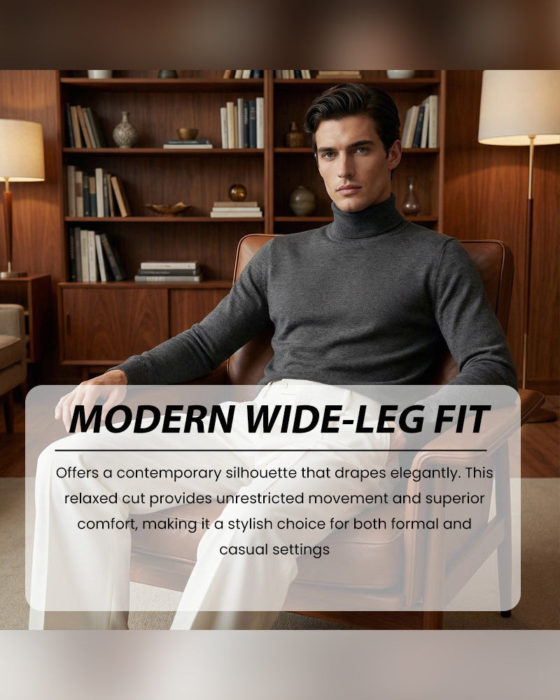 Hose Herren Lässig Plissiert Weites Bein