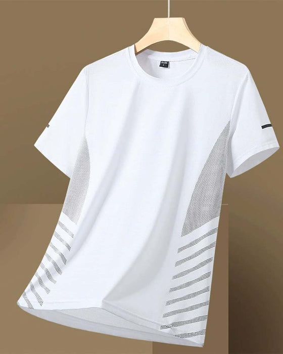 T-Shirt Seitenstreifen Herren Eis Seide