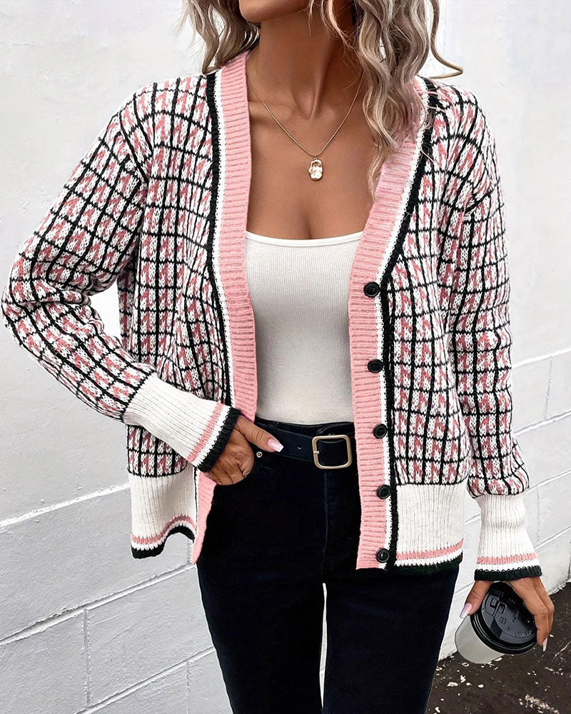 Cardigan Vintage Karo Knopfleiste