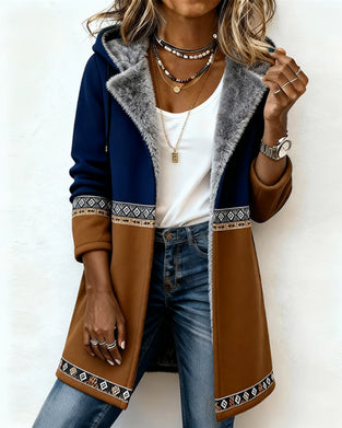 Modischer langärmliger Mantel mit Kapuze