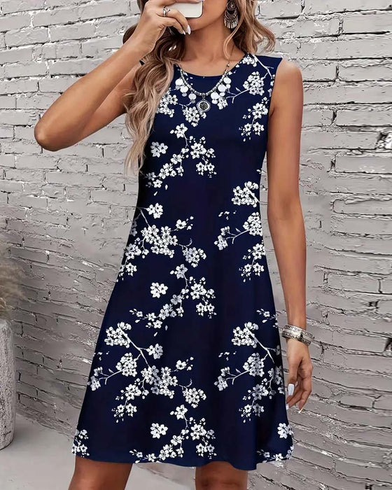 Kleid Ärmlos Schlank Druck