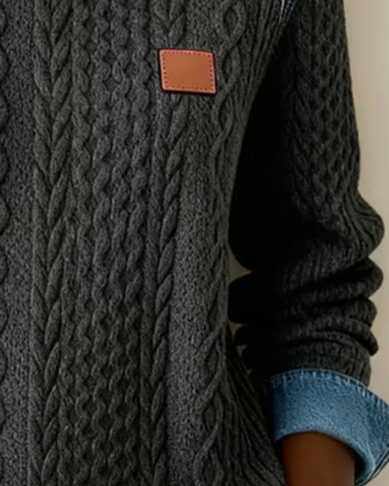 Color-blocking Sweatshirt mit Rundhalsausschnitt