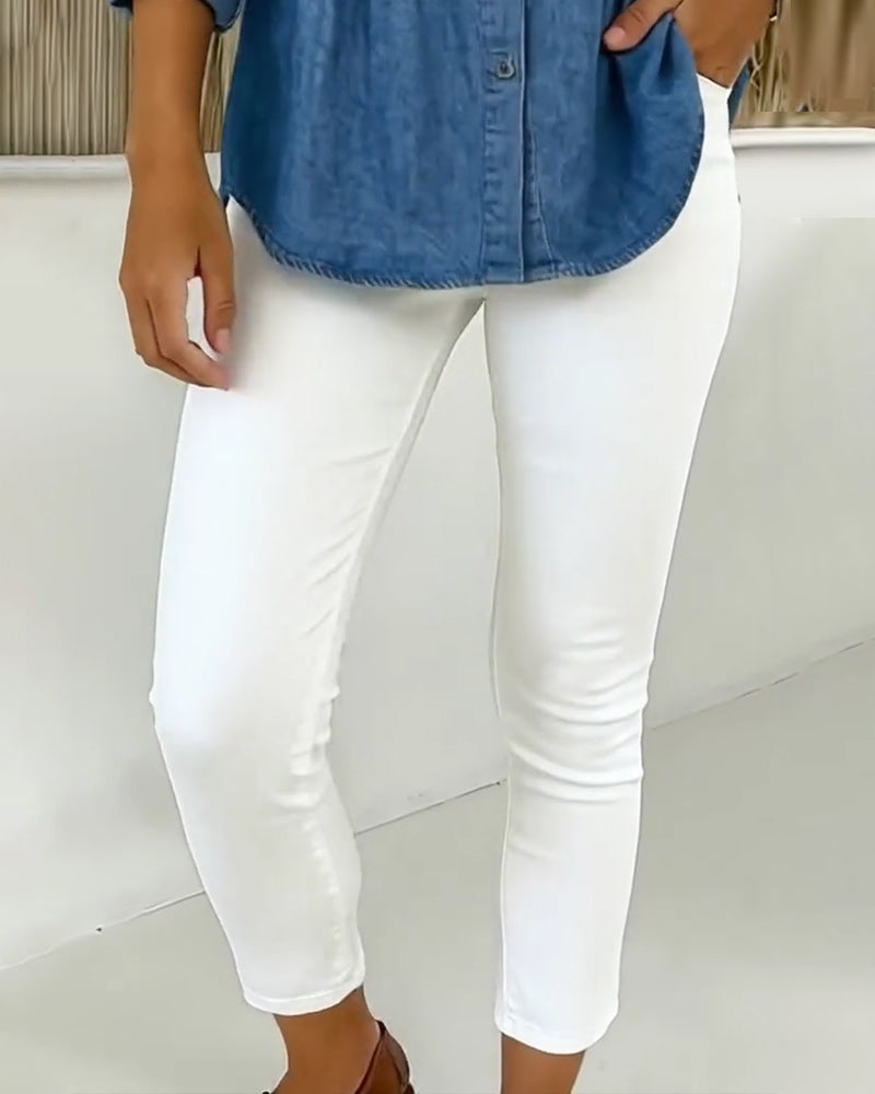 Hose Hochgeschnitten Slim-Fit Gekürzt