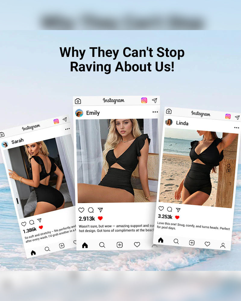 Sexy Rüschen-Einteiler Badeanzug – Rüschendetail, Bauchkontrolle & Lebendige Farben