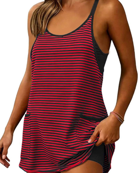 Jumpsuits Gestreift Ärmellos Camisole Lässig