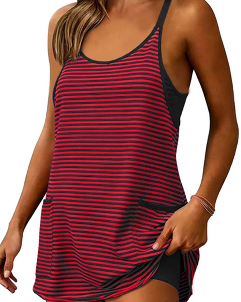Jumpsuits Gestreift Ärmellos Camisole Lässig