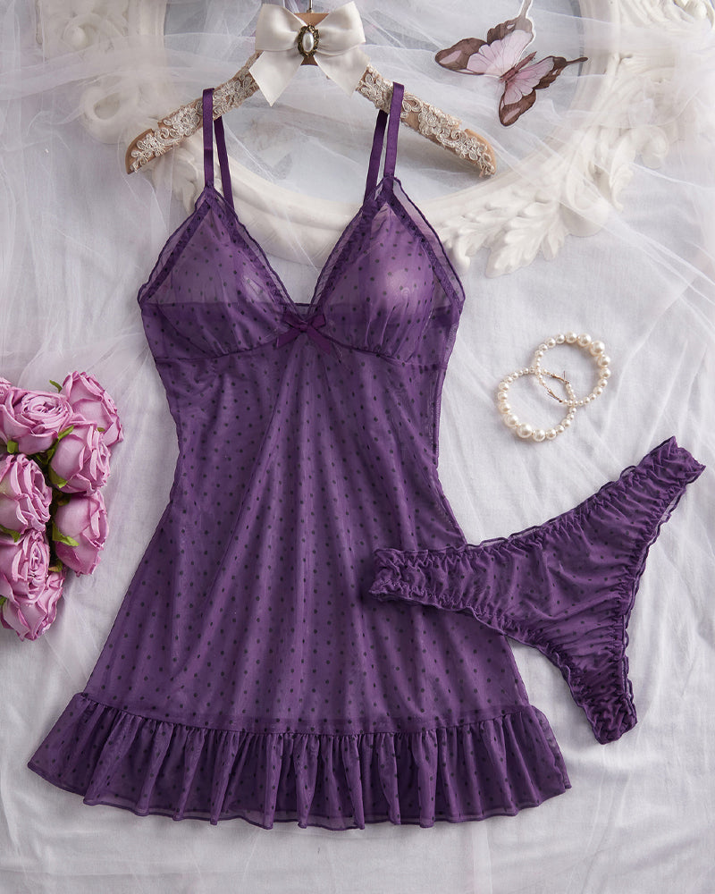 Set Pünktchen Mesh Schlaf Kleid