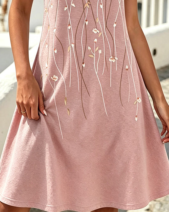 Kleid Kleiner V-Ausschnitt Ärmellos A-Linie