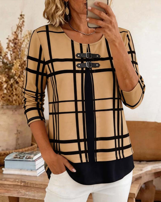 Bluse Karo Imitation Zweiteilig Lässig