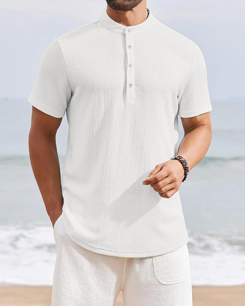 Hemd Einfarbig Locker Henley