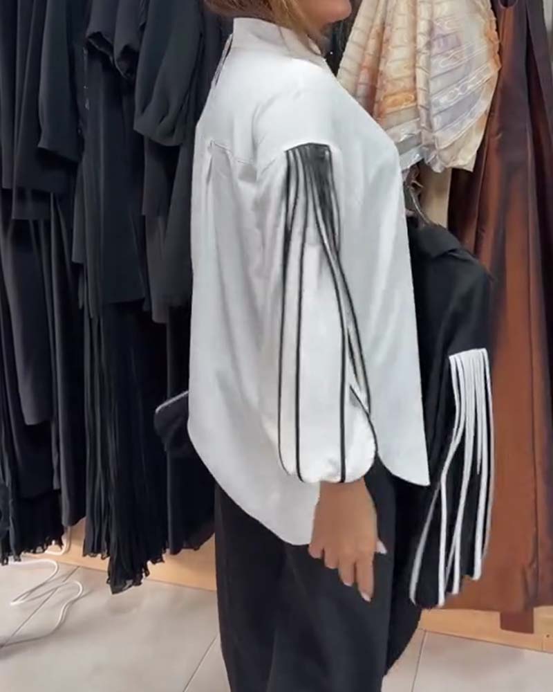 Hemd Kontrast Linie Langarm