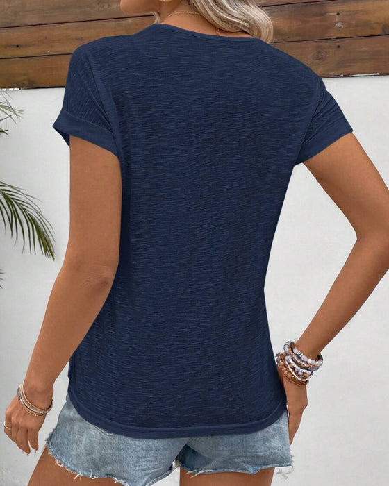 T-Shirt Rundhalsausschnitt einfarbig kurzärmelig