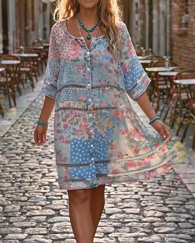 Kleid Loose Fit Blumenprint
