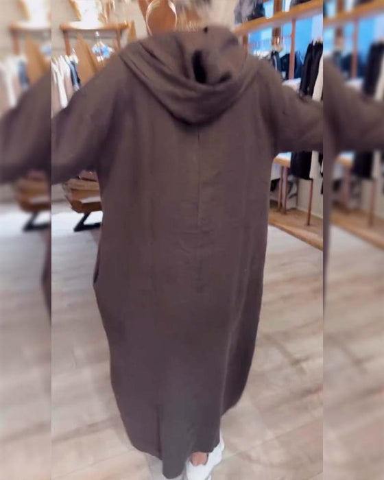 Kleid Mit Kapuze Langarm Weit