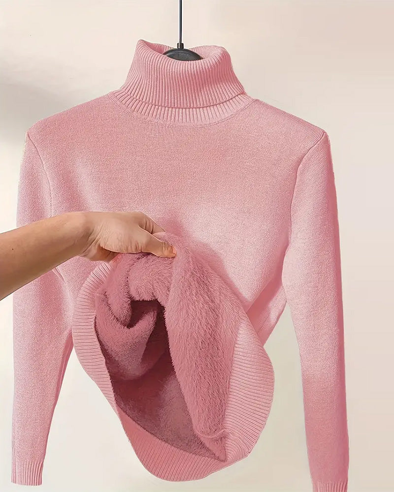 Einfarbiger, langärmliger, dicker pullover