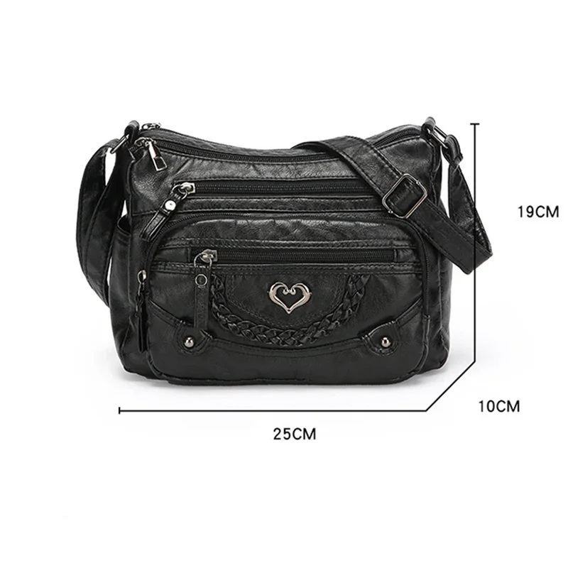 Damen Weiche PU Leder Multi-Tasche Crossbody Tasche