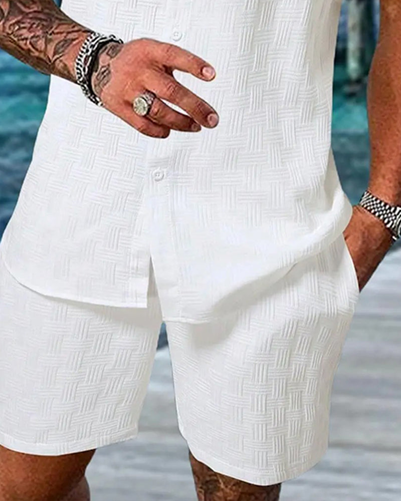 Sets Karo Polo Kragen Freizeit Herren