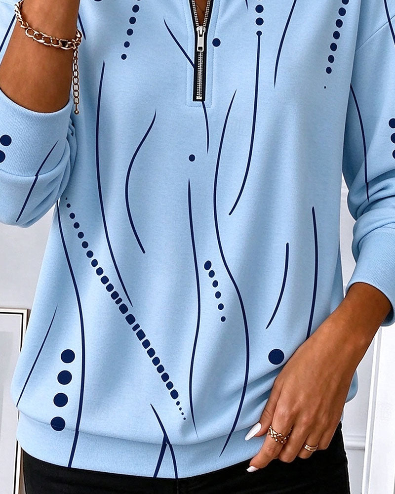 Sweatshirt Reißverschluss Linie Rundhals