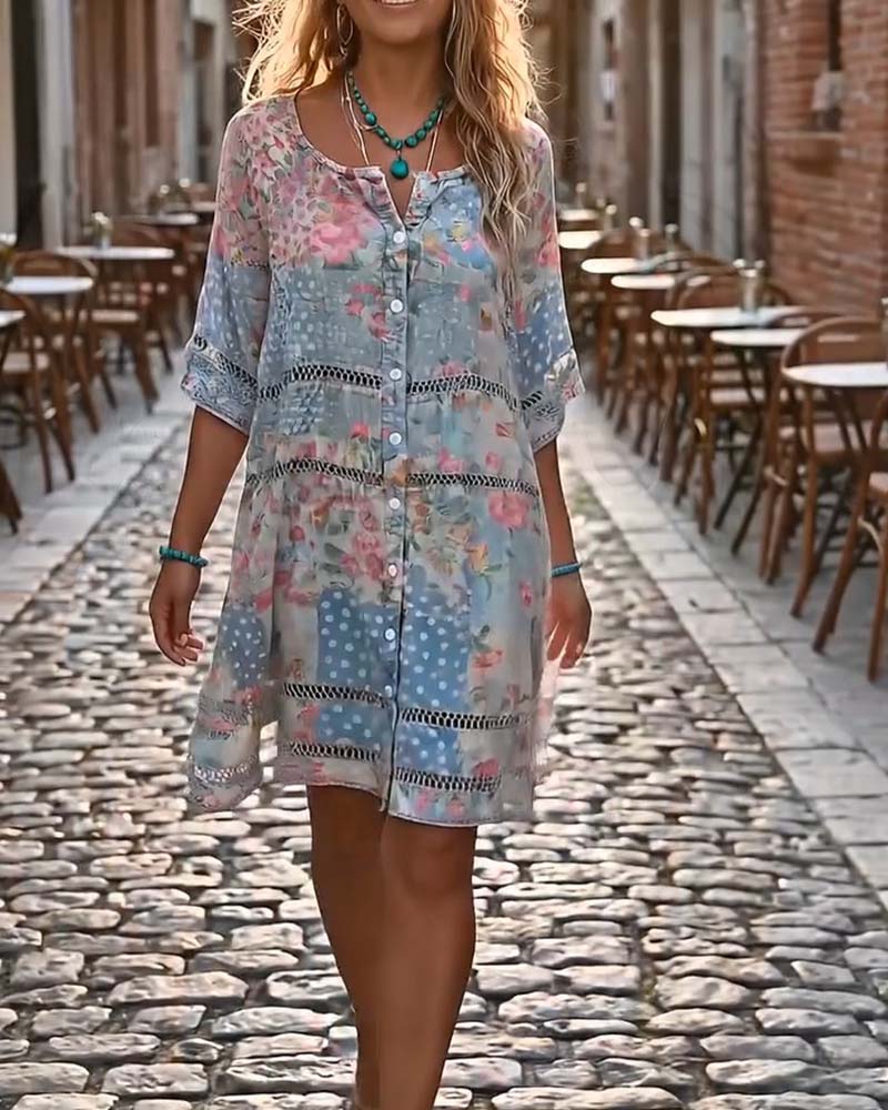 Kleid Loose Fit Blumenprint
